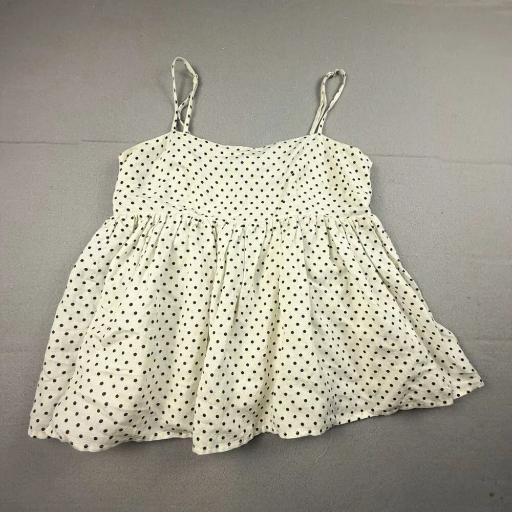 kate spade new york Polka Dot Smocked Square Neck Cami TankWomen's S Linen Rayon